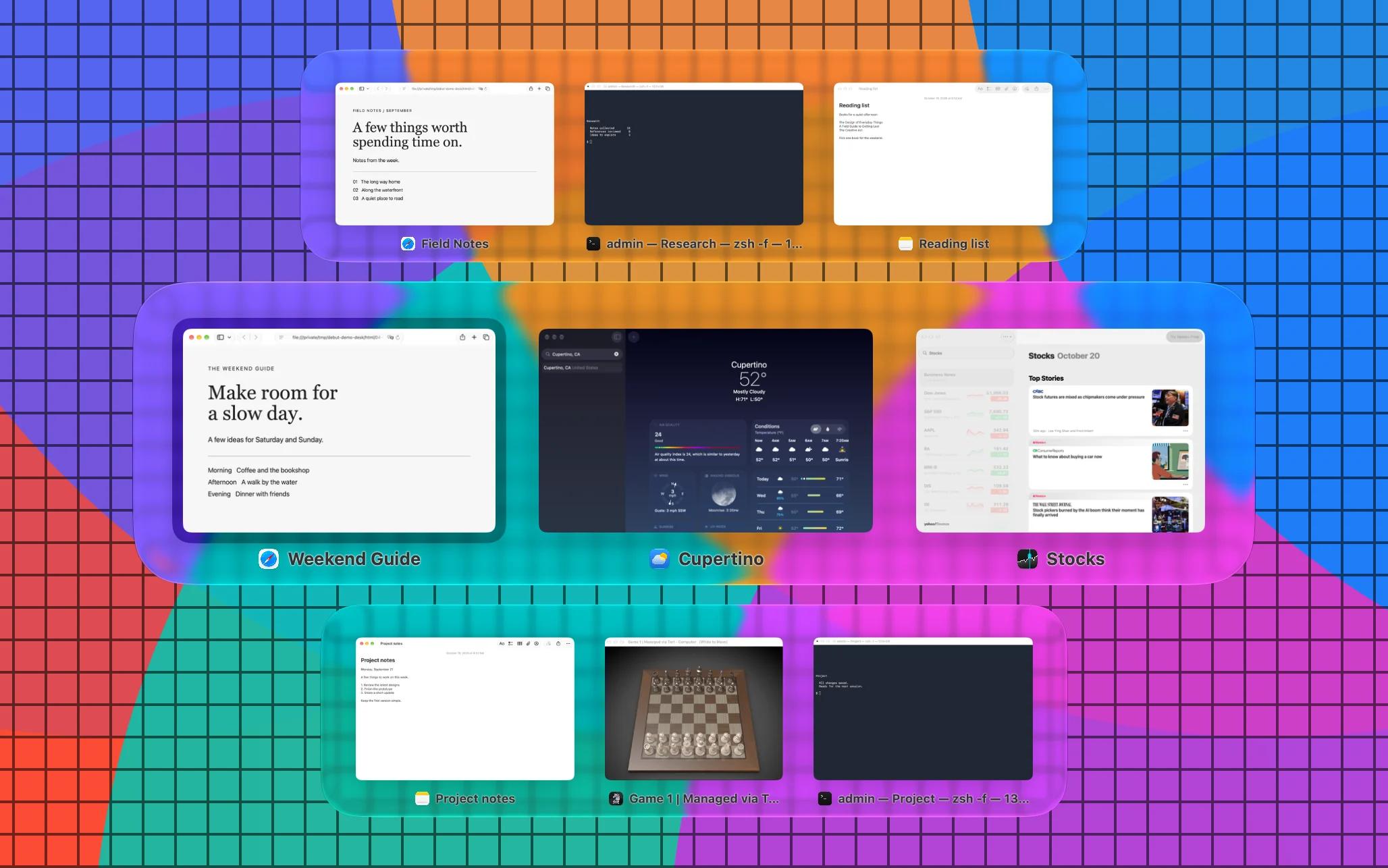 Debut's switcher with Native glass, as the macOS switcher draws it.
